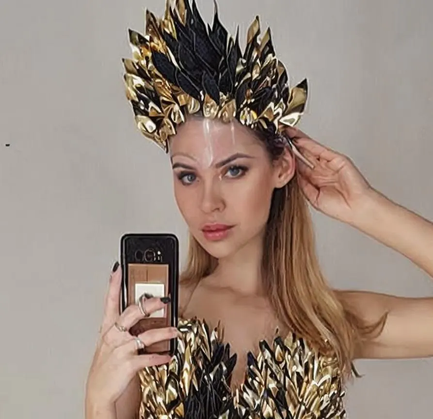 Gold Festival Headpiece and Stage Costume Set