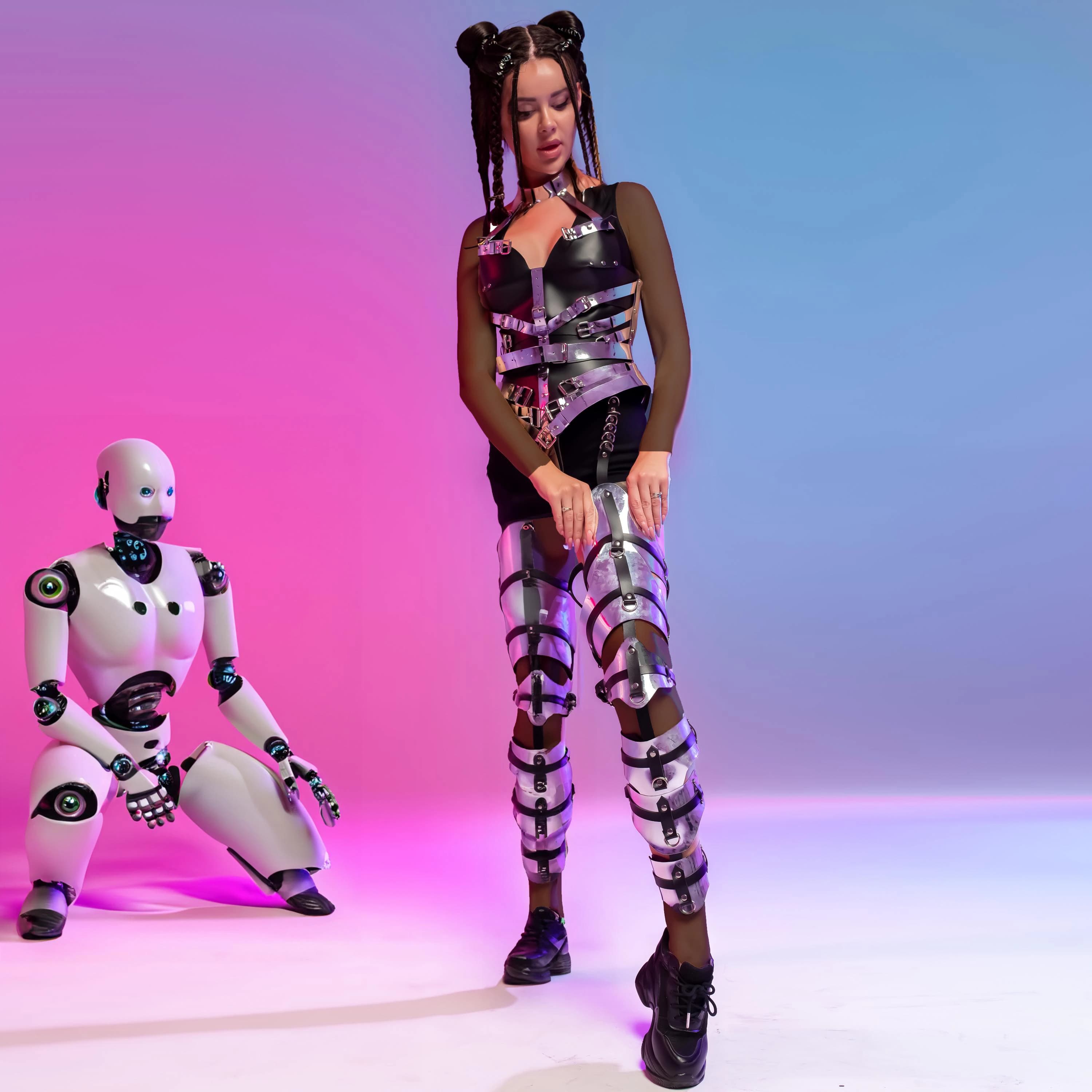 Silver Robot Armor Costume for Stage