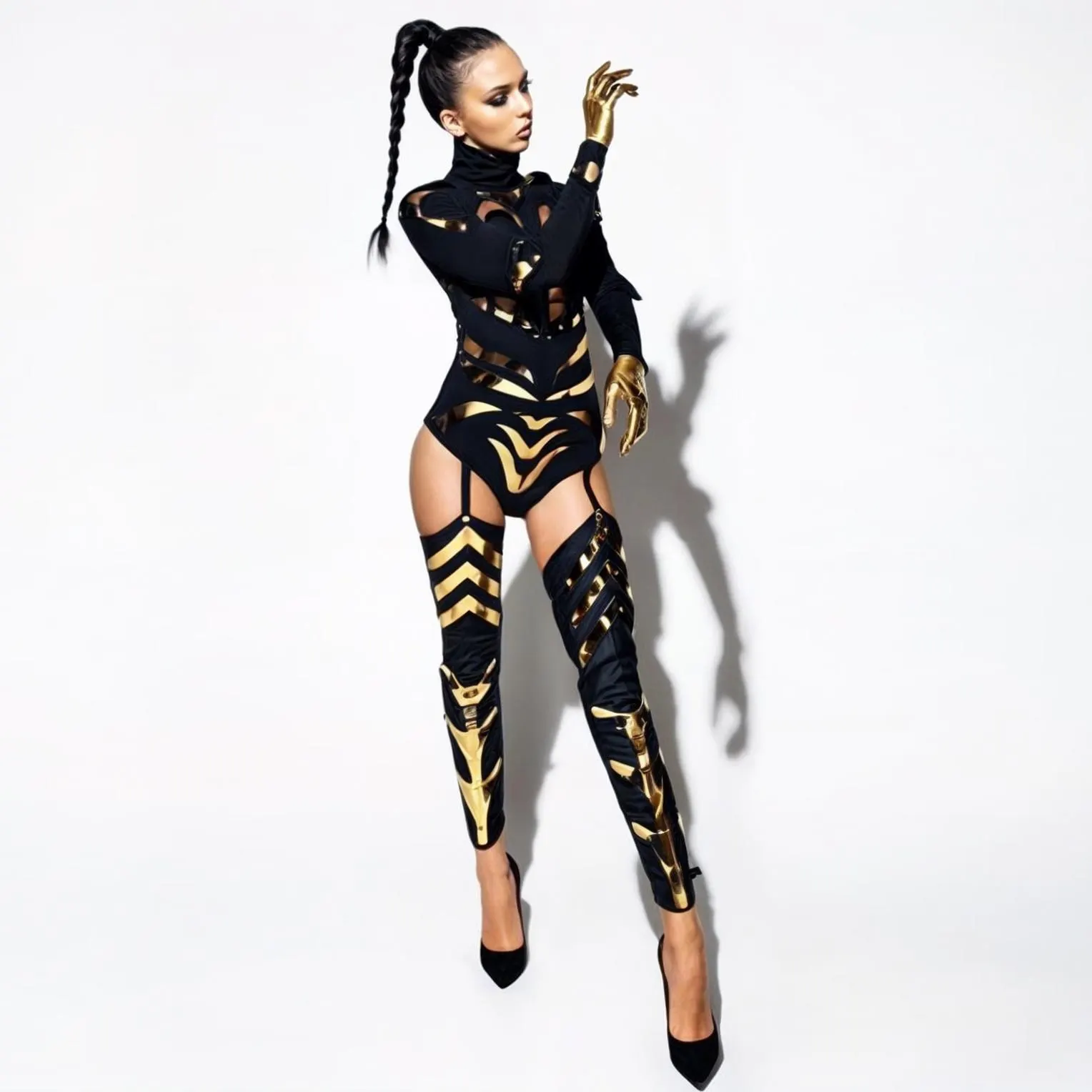 Exclusive Dance Costume Set – Fashion Bodysuit & Over Knee Boots for Stage Shows, Performance Costumes, Dancers Leg Covers, Party Outfit
