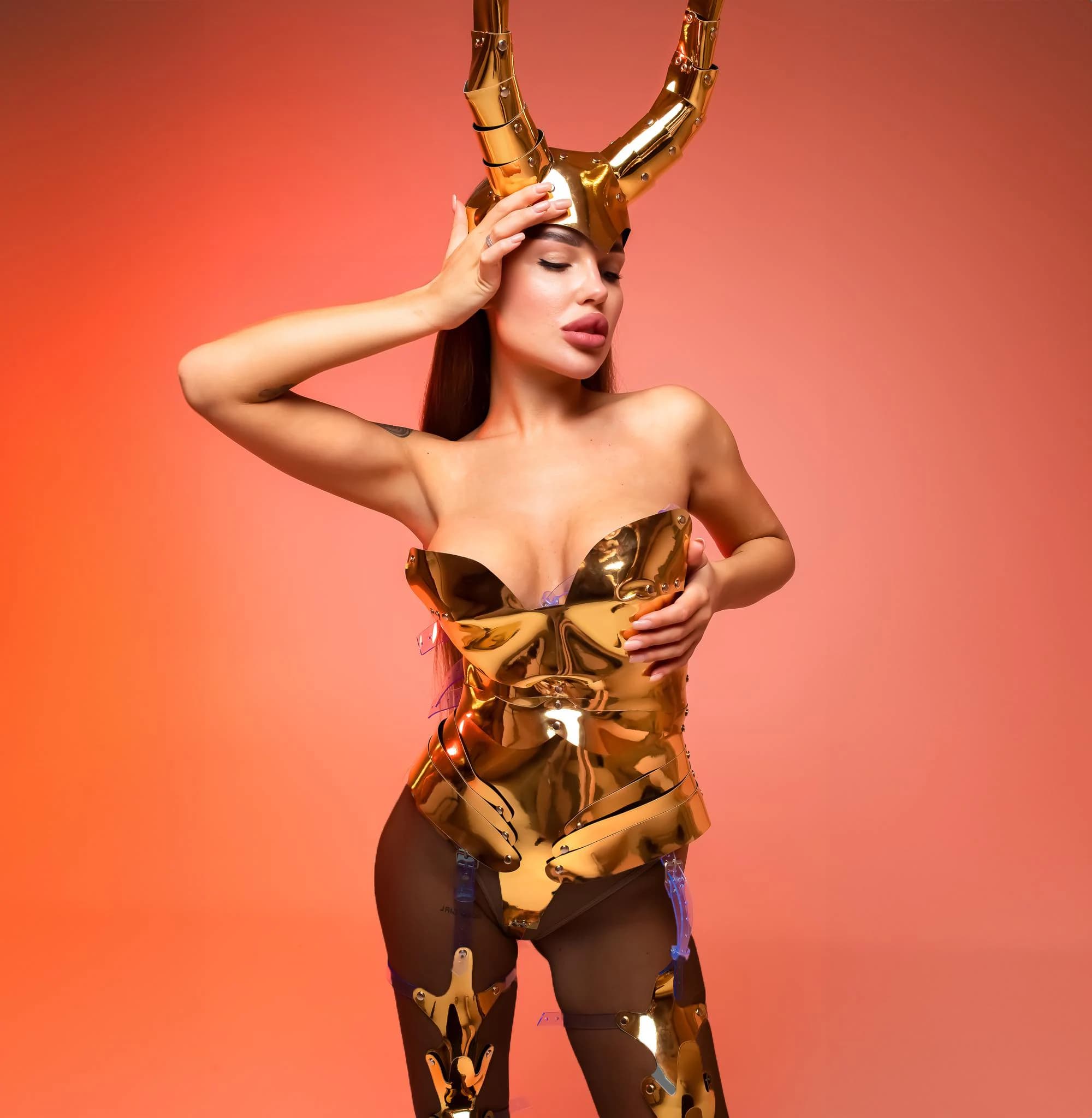 Gold Witch Bodysuit Costume for Stage