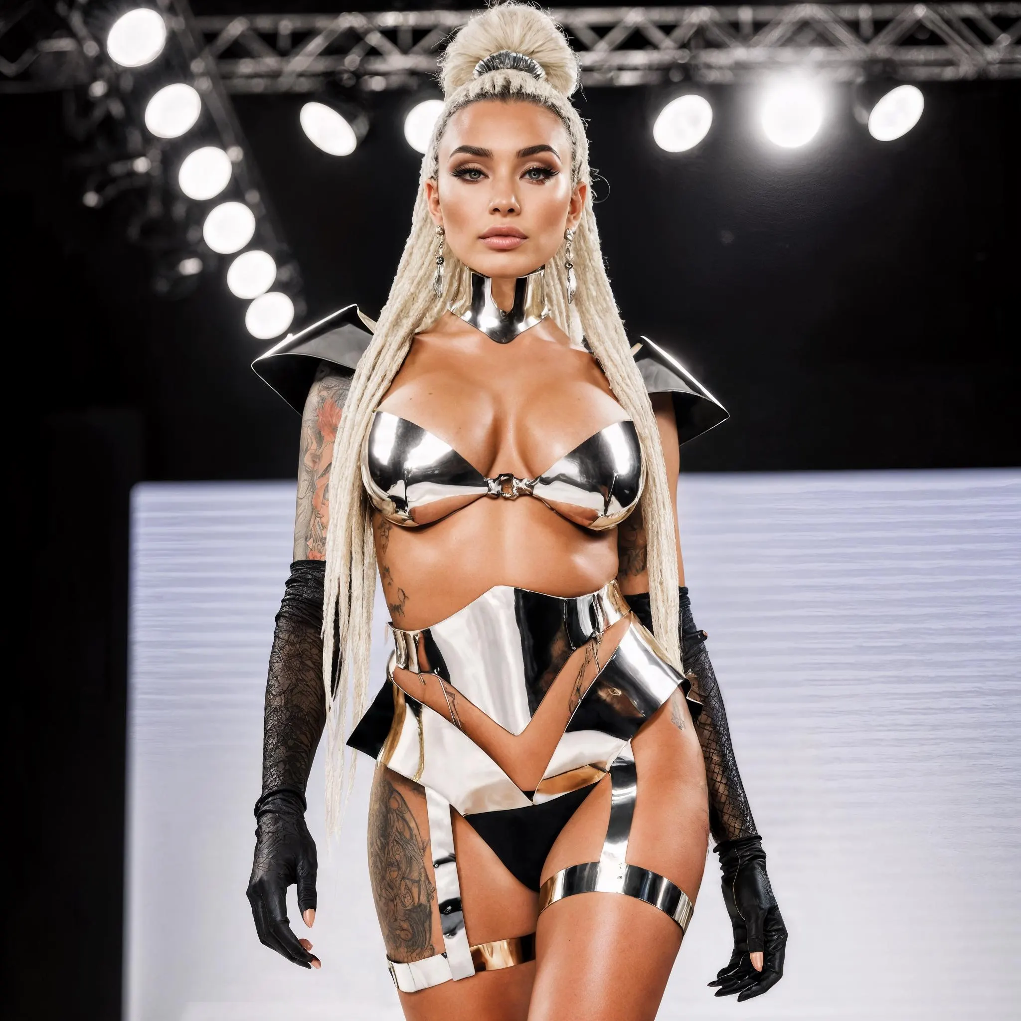 Silver Futuristic Armor Costume for Stage