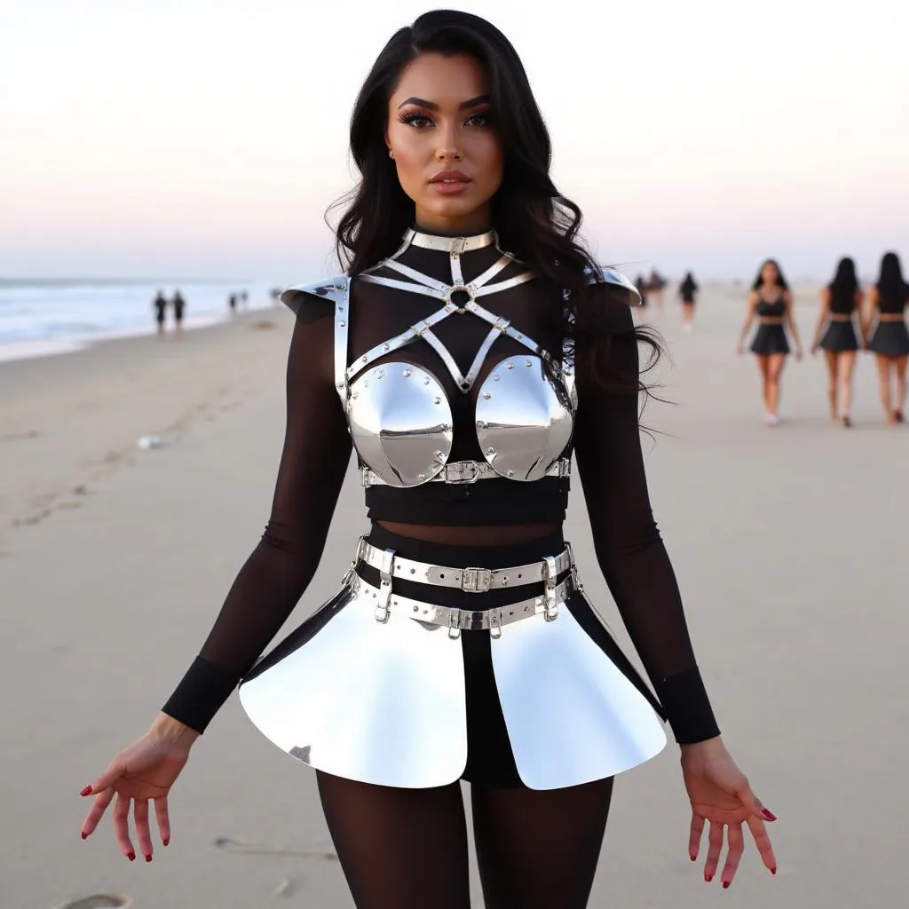 Silver Metallic Top And Skirt Set for Festivals