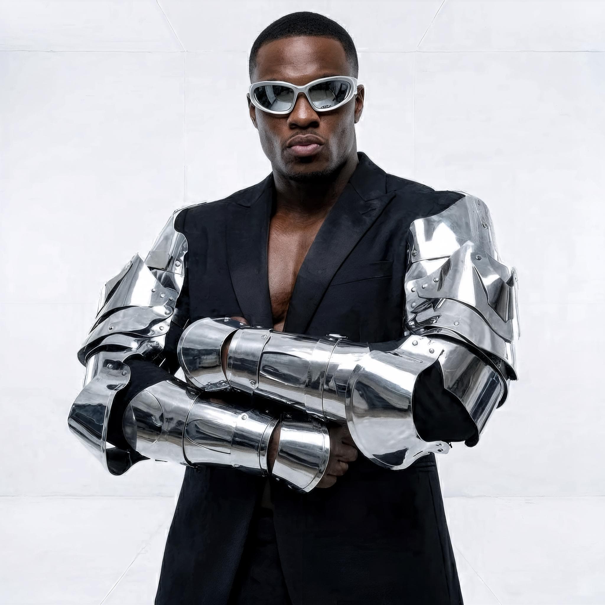 Silver Robot Arm Armor for Men