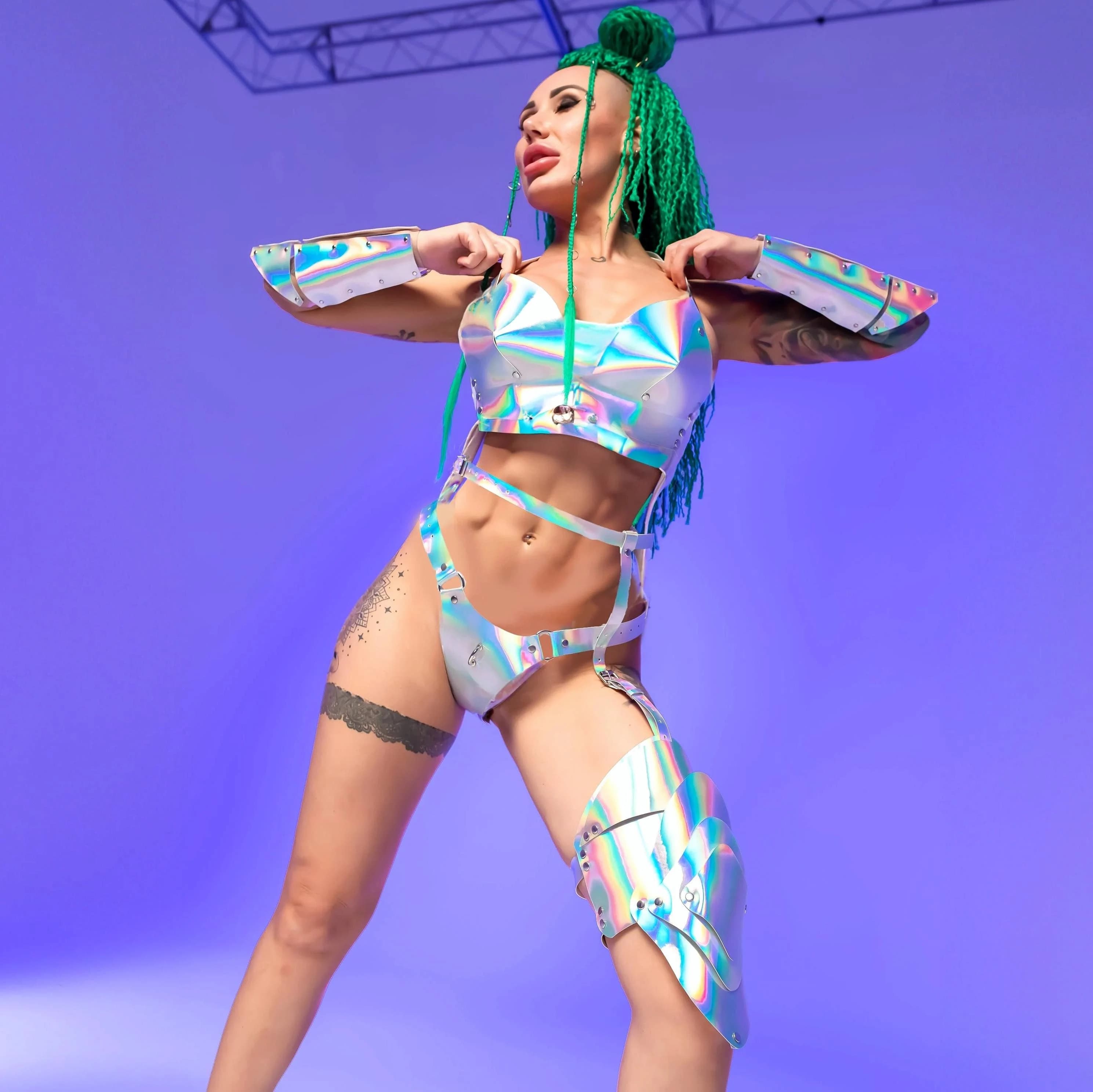 Holographic Cyberpunk Rave Outfit
