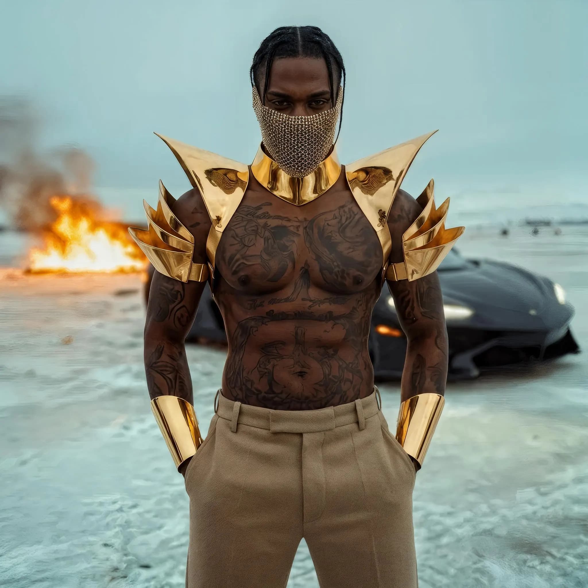 Gold Futuristic Armor Costume for Men