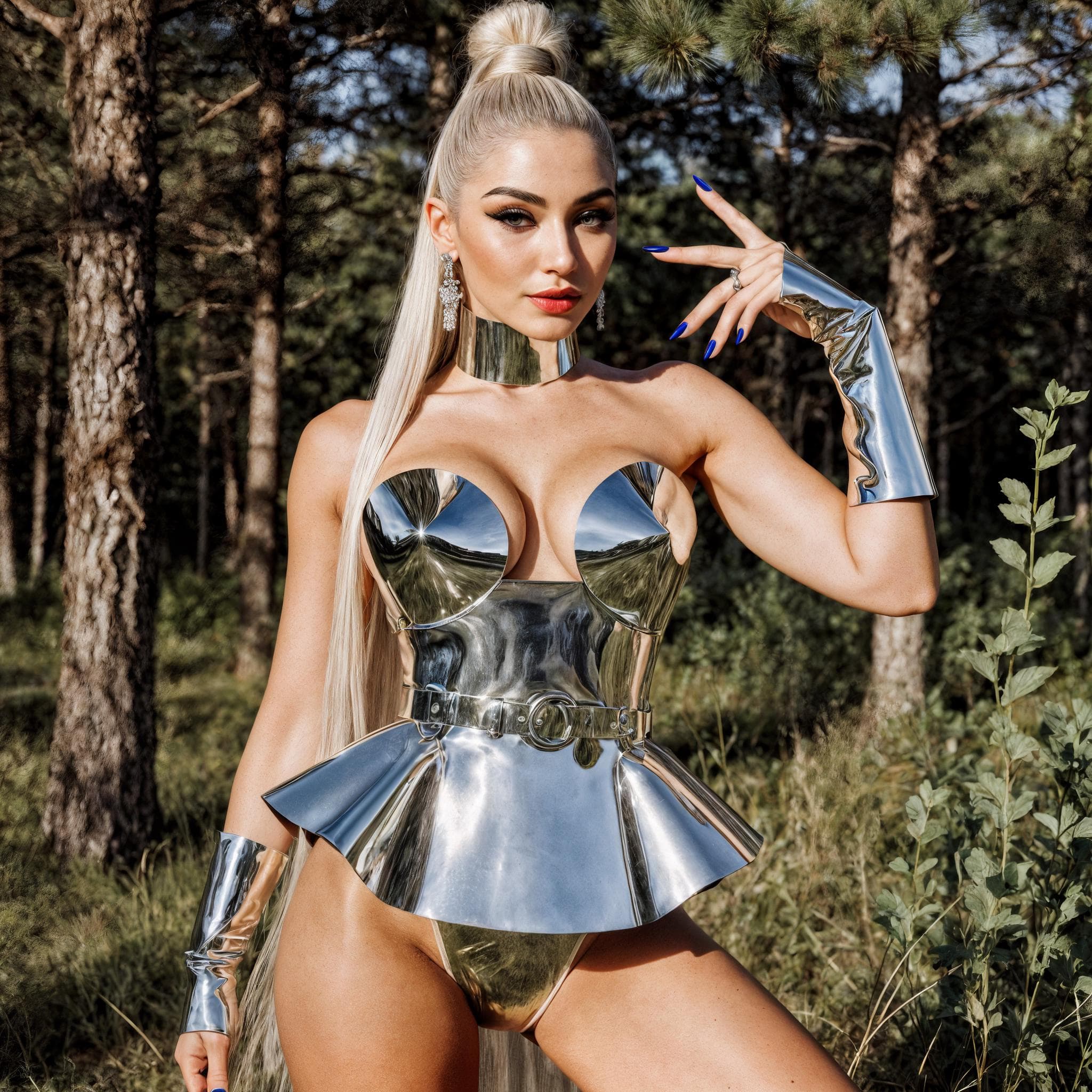 Silver Metallic Dress Costume for Stage