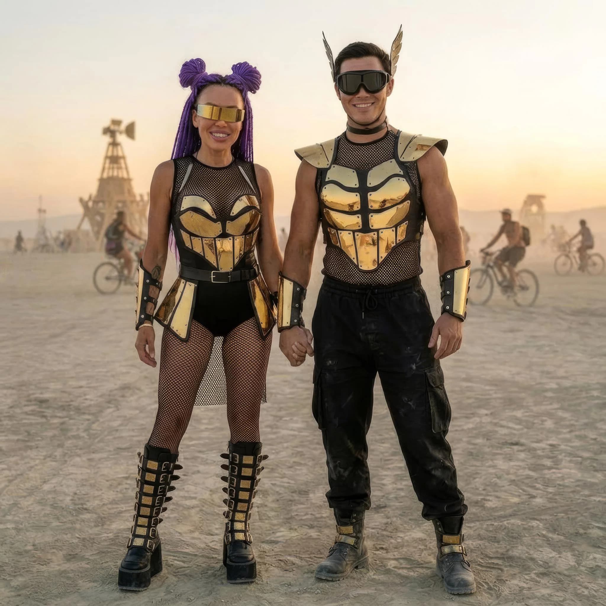 Gold & Black Futuristic Couple Costume