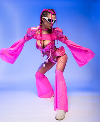 Shimmering Pink Rave Outfit - Ideal for Festival Events & Costume Parties