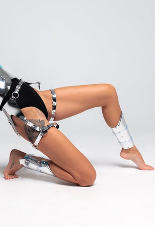 Futuristic Metallic Costume: Body, Garters, Legs covers - FEYA