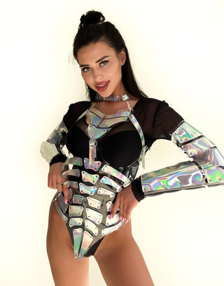 Hologram Skeleton Bodysuit - Festival Burning man or Halloween outfit - FEYA