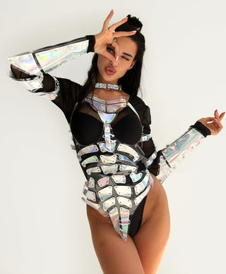 Hologram Skeleton Bodysuit - Festival Burning man or Halloween outfit - FEYA