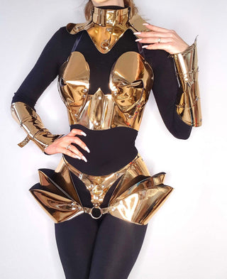 Metallic Women's Corhing: Space Cosplay Ensemble in Silver - FEYA