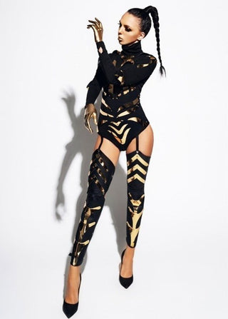 Mirror Dancer Set: Performance Bodysuit and Leg Covers for Women - FEYA