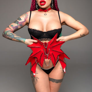 Red Dragon Corset & Spine - Cosplay for Halloween Carnival Masquerade Kinky Party - FEYA
