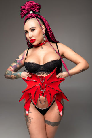 Red Dragon Corset & Spine - Cosplay for Halloween Carnival Masquerade Kinky Party - FEYA