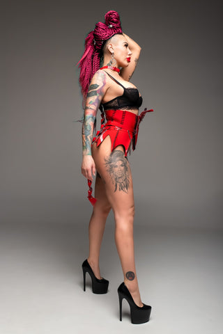 Red Dragon Corset & Spine - Cosplay for Halloween Carnival Masquerade Kinky Party - FEYA