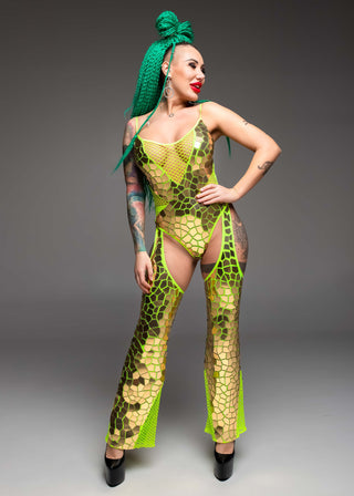 Unique Mirror Costume set Bodysuit and Leggins for Show & Performance - FEYA