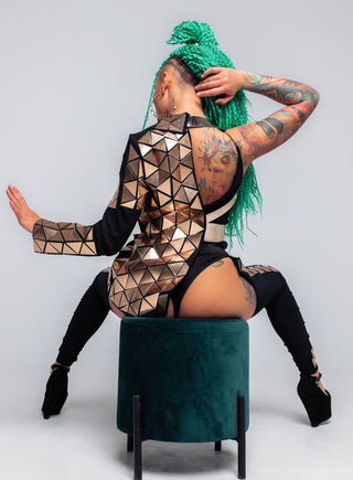 Women's Mirror Clothing set: Jacket & Leggins for Stage Performances - FEYA