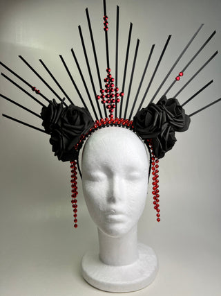 Black & Red Fantasy Crown: Bold & Elegant Headdress for Dramatic Looks - FEYA