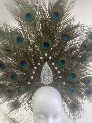 Carnival Elegance: Feather Crown & Headdress - Showgirl Chic - FEYA