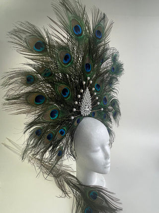 Carnival Elegance: Feather Crown & Headdress - Showgirl Chic - FEYA