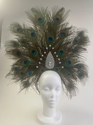 Carnival Elegance: Feather Crown & Headdress - Showgirl Chic - FEYA