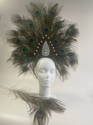 Carnival Elegance: Feather Crown & Headdress - Showgirl Chic - FEYA