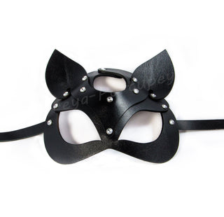 Catwoman Red Leather Fetish Mask - Adjustable Size - FEYA
