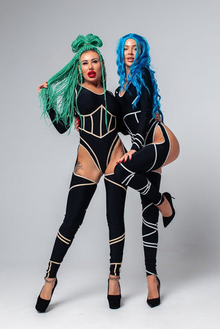 Dance Women Set: Bodysuit & Leg Covers - Exquisite costume for Artists - FEYA