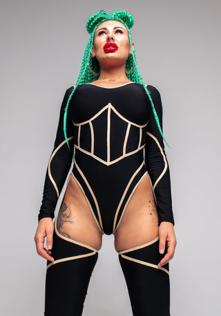 Dance Women Set: Bodysuit & Leg Covers - Exquisite costume for Artists - FEYA