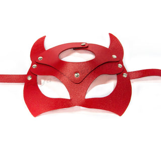 Devil Red Leather Mask for Fetish & BDSM outfit - FEYA