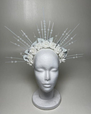 Enchanting White Floral Halo Crown: Fantasy Elegance - FEYA