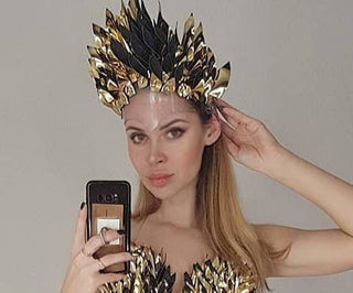 Exquisite Gold Floral Crown - Transform Your Event Outfit - FEYA