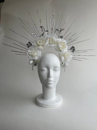 Exquisite White & Gold Floral Crown - Transform Your Costume - FEYA