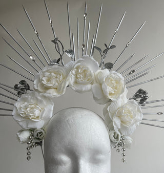 Exquisite White & Gold Floral Crown - Transform Your Costume - FEYA