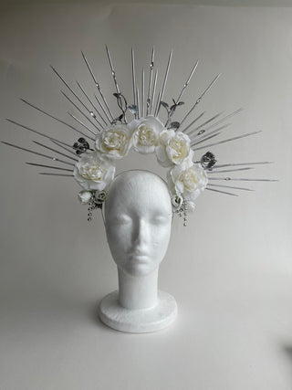 Exquisite White & Gold Floral Crown - Transform Your Costume - FEYA