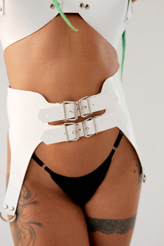 Fetish Lingerie Set for Women - Latex Mask, Bra, Skirt - FEYA