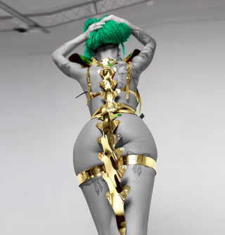 Gold Dragon Tail Costume set: Spine, Top-Harness, Leg Garters - FEYA