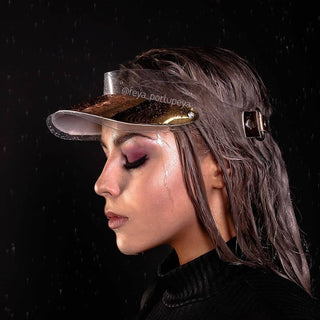 Gold & Silver Clear Jelly Plastic Sun Visor Cap - Ideal for Summer Fashion look - FEYA