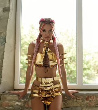 Golden Cleopatra Costume: Shoulders, Bra & Skirt - Elevate Your Cosplay Ourfit - FEYA