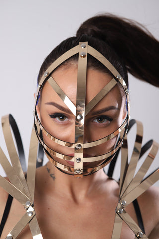 Golden Metallic Cosplay Costume Set for Glamour Futuristic Outfit - FEYA