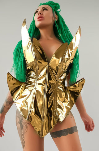 Golden Women's Party Dress for Show Performance Bodydress Plus Size - FEYA