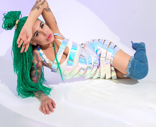 Holographic Party Dress for Star Show Performance - FEYA