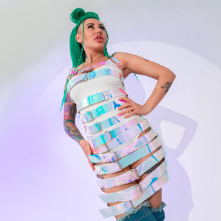 Holographic Party Dress for Star Show Performance - FEYA