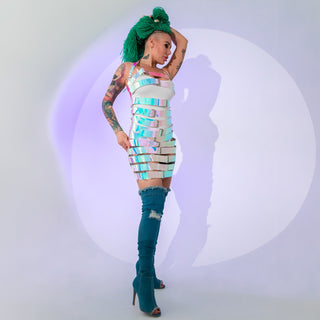 Holographic Party Dress for Star Show Performance - FEYA