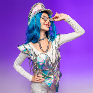 Irradiant Burning women Costume Set with Hat, Corset & Shoulders - FEYA