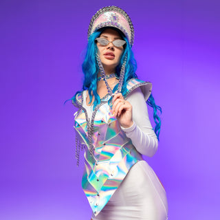 Irradiant Burning women Costume Set with Hat, Corset & Shoulders - FEYA