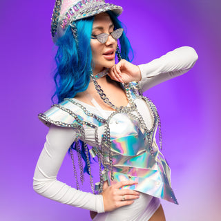 Irradiant Burning women Costume Set with Hat, Corset & Shoulders - FEYA