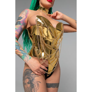 "Lady Gaga" costume Inspired Golden Bodysuit & Choker - FEYA