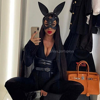Leather Rabbit Mask - Universal Fit for Parties & Intimacy - FEYA